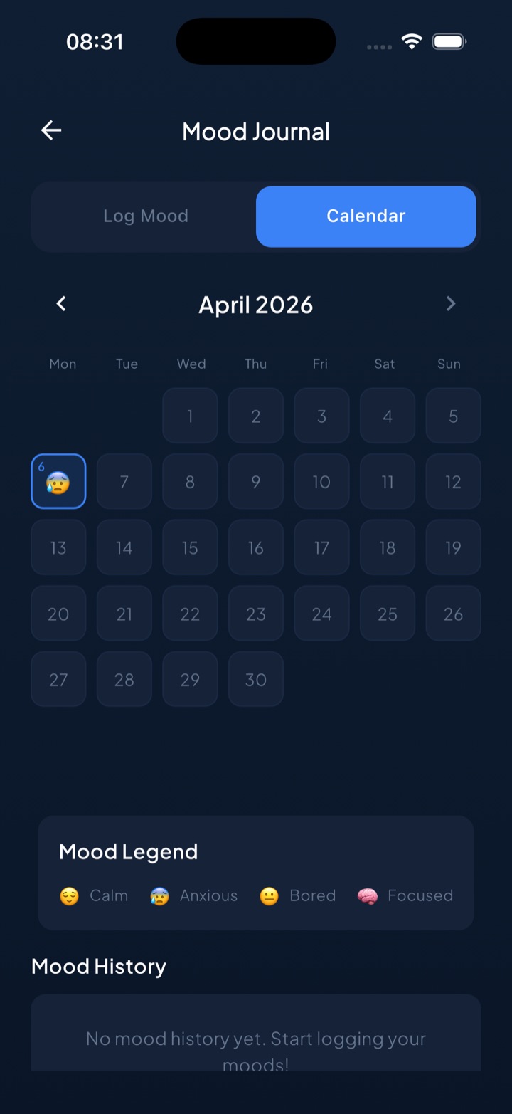 Unscrol's mood and urge check-in screen on iPhone